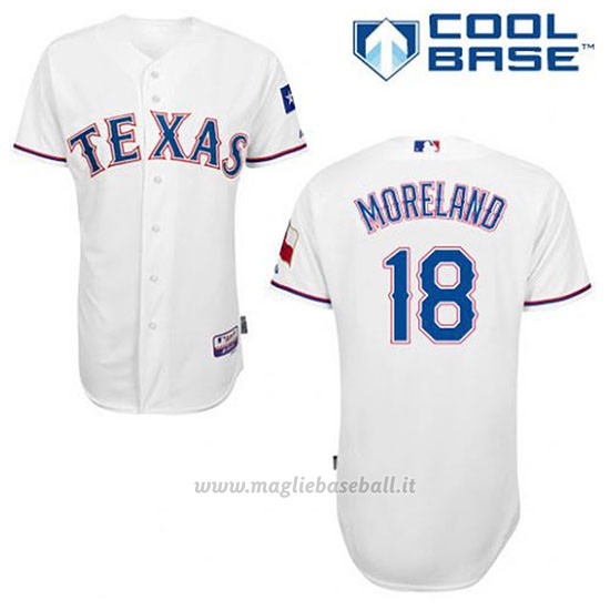 Maglia Baseball Uomo Texas Rangers Mithch Moreland 18 Bianco 1ªCool Base